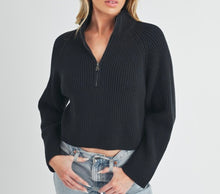 Load image into Gallery viewer, Soft Ribbed Half Zip Sweater Black