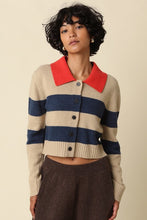 Load image into Gallery viewer, Khaki/Blue/Orange Cropped Sweater