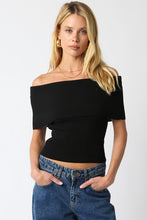 Load image into Gallery viewer, Black Ribbed OTS Top