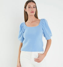 Load image into Gallery viewer, Powder Blue Puff Slv Crop Sweater