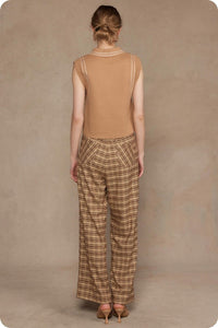 Tan Stitched Slvls Sweater Top