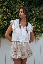Load image into Gallery viewer, Lt. Olive Embroidery Bubble Mini Skirt