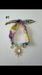Scarf Necklace with multiple charms