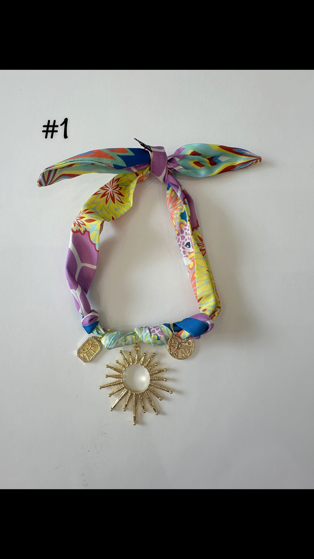 Scarf Necklace with multiple charms