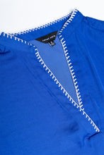 Load image into Gallery viewer, Whipstitch SS V-Neck Blouse Blue