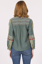 Load image into Gallery viewer, Green Embroidered Detail Makenna Top
