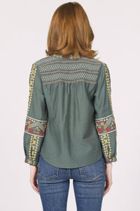 Green Embroidered Detail Makenna Top