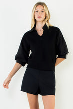 Load image into Gallery viewer, Black Double Sweater LS Top (THML)