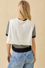 Load image into Gallery viewer, Black Striped SS Sweater w/ Shawl Set