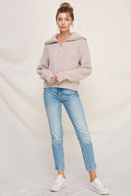 Load image into Gallery viewer, Frosted Almond Soft Plush Half Zip Sweater