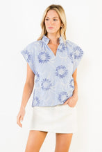 Load image into Gallery viewer, Blue Slvls Stripe Top w/ Ribbon Details (THML)