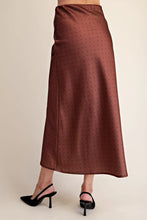 Load image into Gallery viewer, Mocha Polka Dot Satin Skirt