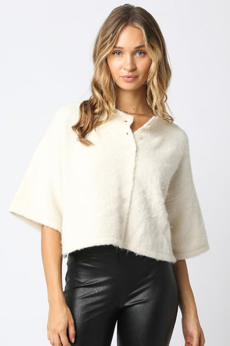 Favorite Fuzzy Sweater Cardigan Ecru