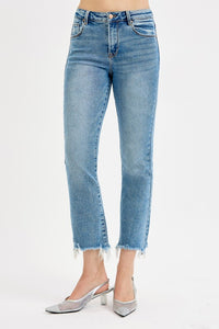 Risen Med. Denim HR Crop Straight Slim Jean