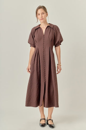 Brown Shirt Midi Dress