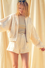 Load image into Gallery viewer, Ecru Floral Jacquard Zip Up Jacket