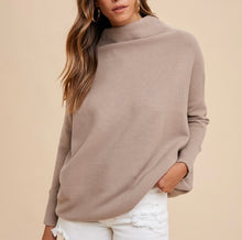 Load image into Gallery viewer, Mocha Oversized Textured Tunic Sweater