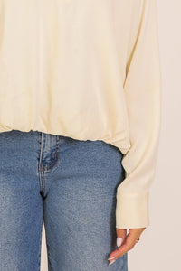 Bubble Hem LS Top Cream