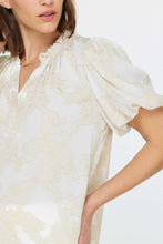 Load image into Gallery viewer, Natural Floral Print Ruffled Collar Blouse