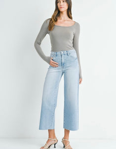 JP Light Denim Scissor Cut Wide Leg Jean