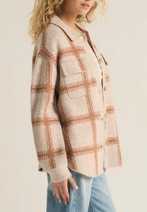 Z Supply Mocha Tyler Plaid Sweater Jacket