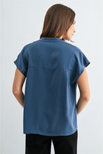 Load image into Gallery viewer, Blue Satin Dolman Slv Blouse