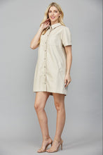 Load image into Gallery viewer, Ecru Front Pocket Button Down Leather Dress