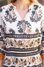 Load image into Gallery viewer, Cream Printed Ruffled Cuff Midi Dress