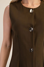 Load image into Gallery viewer, Olive Gold Button Slvls Dress