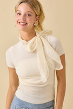 Load image into Gallery viewer, Cream SS Sweater w/ Bow Neck Tie