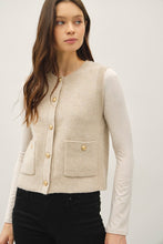 Load image into Gallery viewer, Oatmeal Crewneck Button Sweater Vest