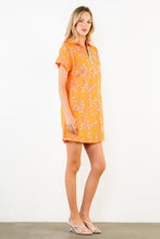 Load image into Gallery viewer, Orange SS Floral Pattern V-Neck Dress (THML)