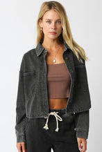 Load image into Gallery viewer, Black Woven Cropped Button Down Top/Jacket