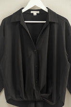 Load image into Gallery viewer, Black LS V-Neck Button Down Blouse