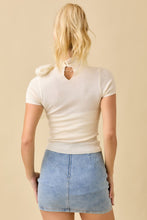 Load image into Gallery viewer, Cream SS Sweater w/ Bow Neck Tie
