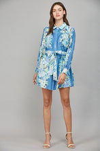 Load image into Gallery viewer, Blue Multi Floral Tie Frnt LS Dress
