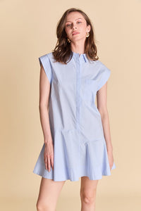 Powder Blue Collar Flare Skirt Dress