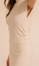 Load image into Gallery viewer, Cream Side Pleat Midi Sweater Dress