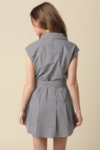 Load image into Gallery viewer, Black/White Gingham Belted Dress