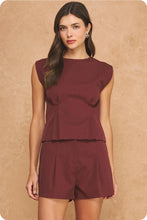 Load image into Gallery viewer, Maroon Stretch Pleated Top