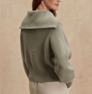 Varley Maura Half Zip Rib Knit-Agate Grey