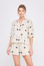 Load image into Gallery viewer, Tropical Sand Embroidered Button Down SS Top