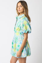 Load image into Gallery viewer, Lime Multi Floral Puff Slv Dress