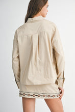 Load image into Gallery viewer, Taupe Embroidered Button Down Shirt + Skirt Set