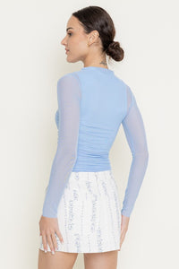 Powder Blue Mesh LS Top