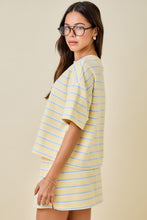 Load image into Gallery viewer, Yellow/Lt. Blue Striped Top + Skort Set