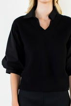 Load image into Gallery viewer, Black Double Sweater LS Top (THML)