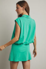 Load image into Gallery viewer, Green Bubble Hem Top + Skort Set