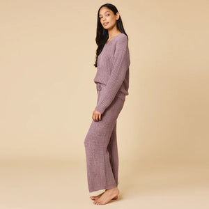 Softies Driftwood Waffle Marshmallow V-Neck + Pant Set