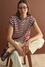 Load image into Gallery viewer, Maroon Combo Striped Slvls Sweater Vest